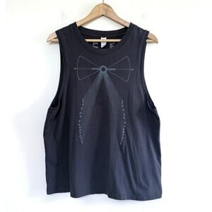 BLACKBIRD SUPPLY washed gray 100% cotton sleeveless bow arrow tank top shirt